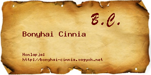Bonyhai Cinnia névjegykártya